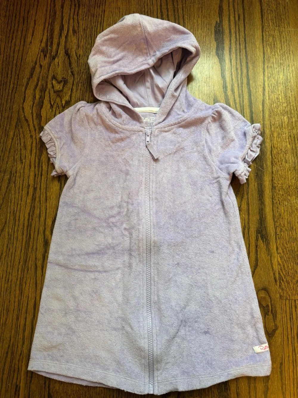 Ruffle Butts Lavender Hooded Zip Swim Coverup
